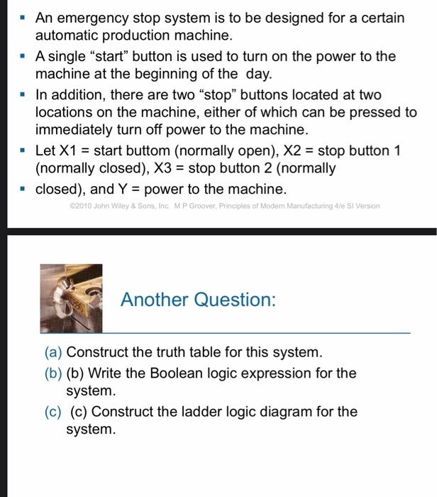 Solved An emergency stop system is to be designed for a