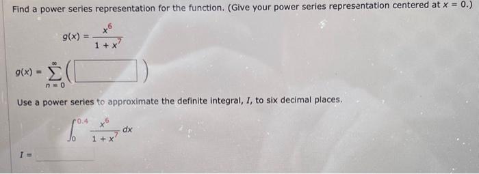 Find a power series representation for the function. | Chegg.com