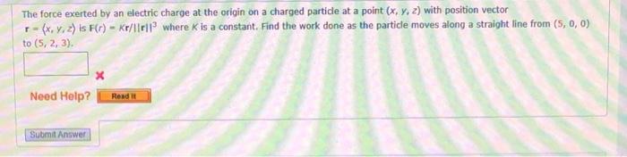 Solved The force exerted by an electric charge at the origin | Chegg.com