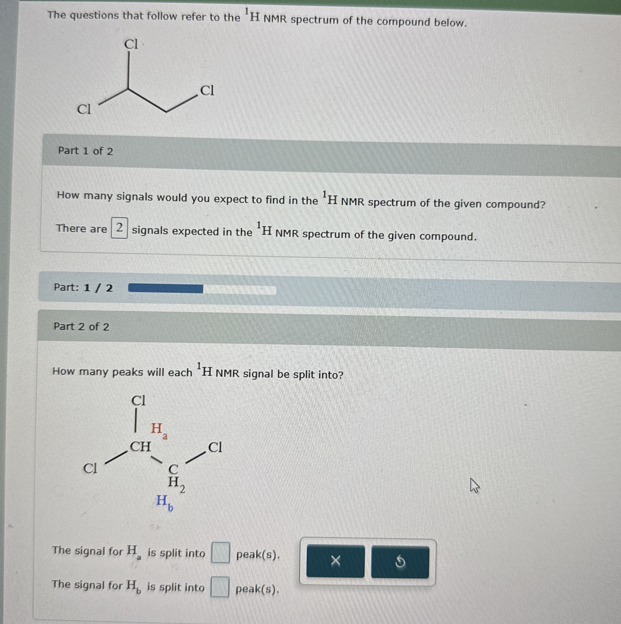 Solved The Questions That Follow Refer To The H Nmr Chegg Com