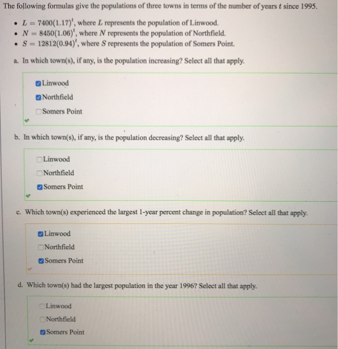 Solved The following formulas give the populations of three | Chegg.com