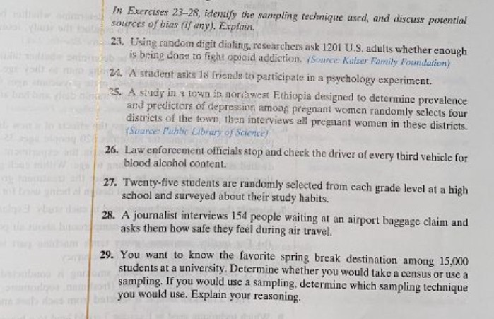 In Exercises 23 28 Identify The Sampling Technique Chegg In Exercises 23 28 Identify The Sampling Technique Chegg