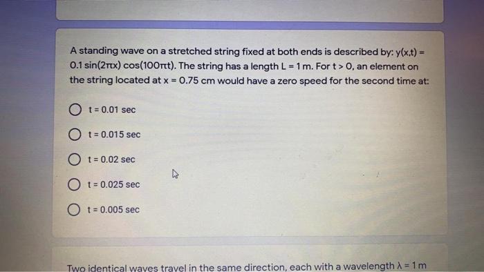 Solved A standing wave on a stretched string fixed at both | Chegg.com