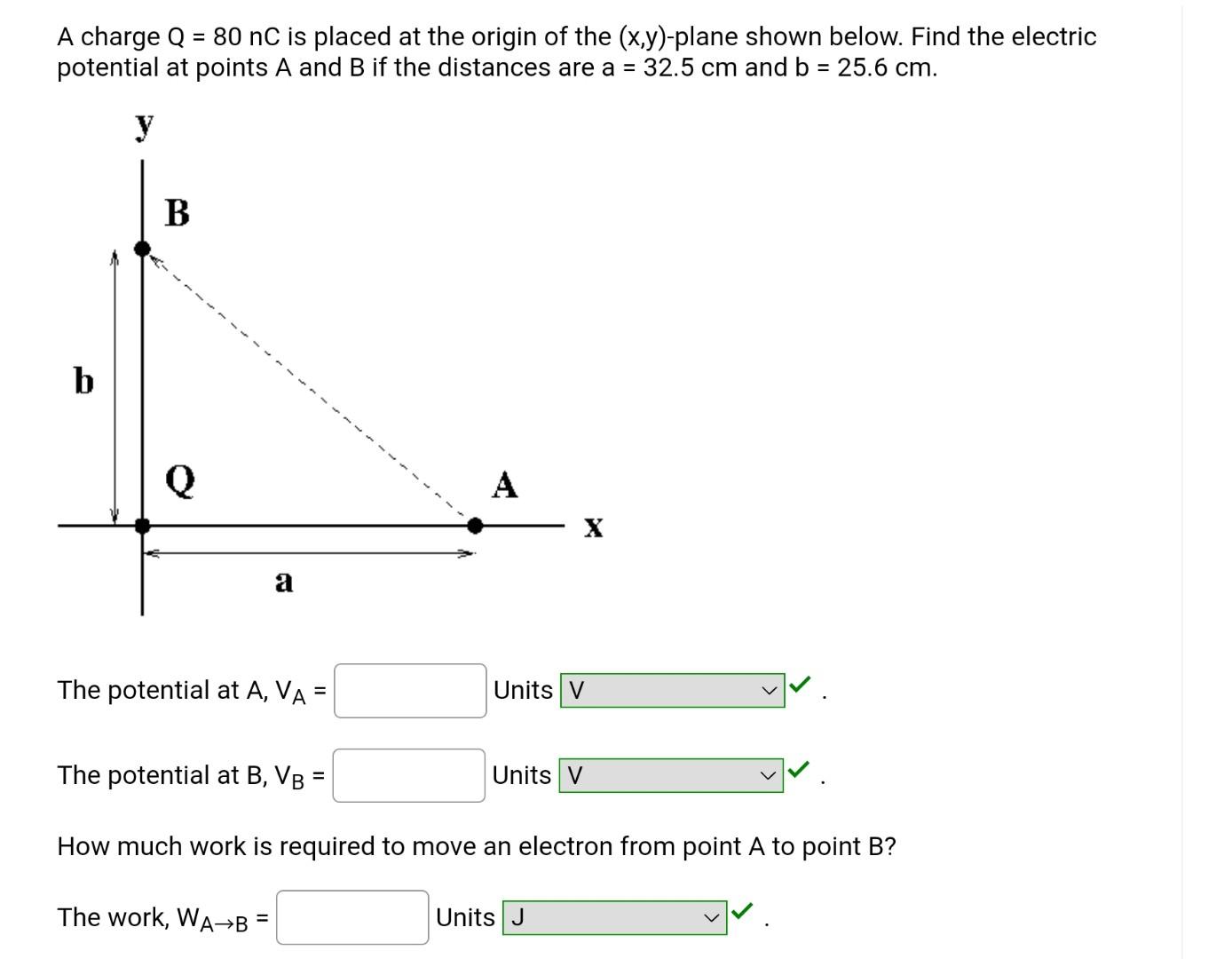 Solved A charge Q = 80 nC is placed at the origin of the | Chegg.com