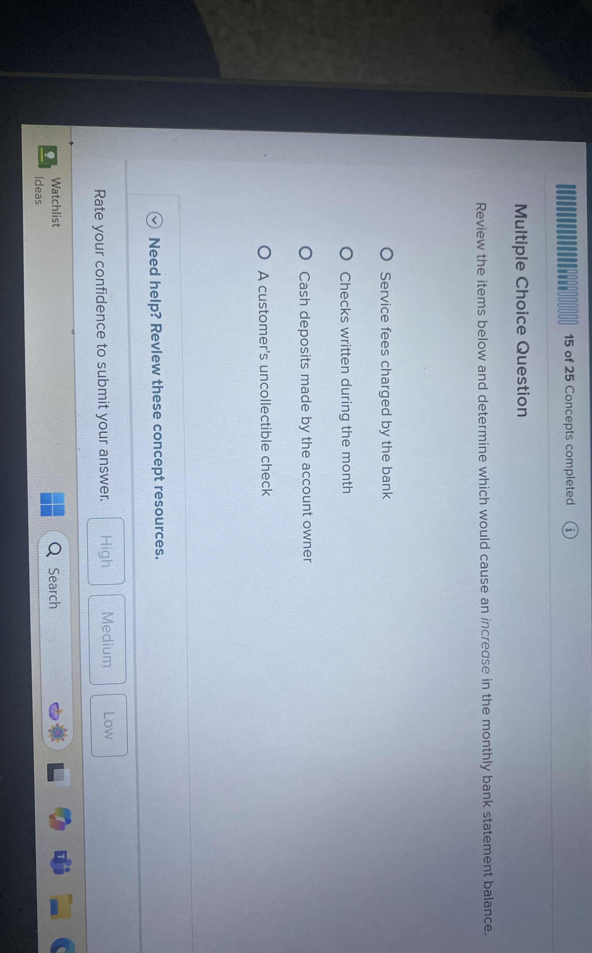 Solved 15 ﻿of 25 ﻿Concepts completedMultiple Choice | Chegg.com