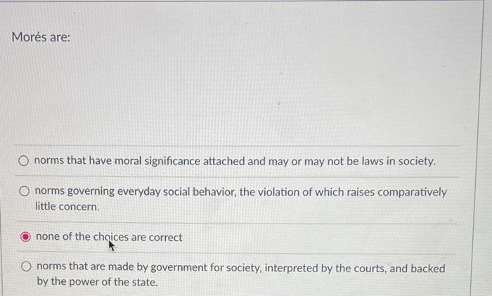 Morés are: norms that have moral significance | Chegg.com