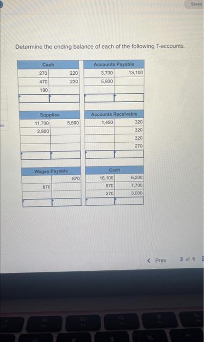 Solved Determine The Ending Balance Of Each Of The Following | Chegg.com