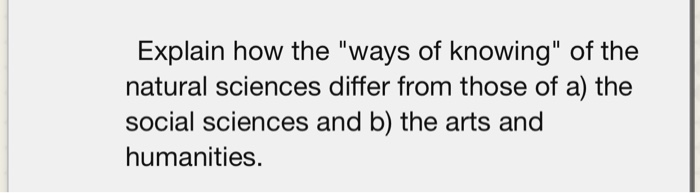 Solved Explain How The "ways Of Knowing" Of The Natural | Chegg.com