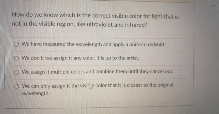 Solved How do we know which is the correct visible color for | Chegg.com
