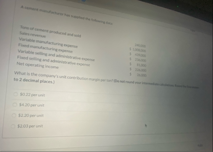 A Cement Manufacturer Has Supplied The Following Data Solved A cement manufacturer has supplied the following data | Chegg.com
