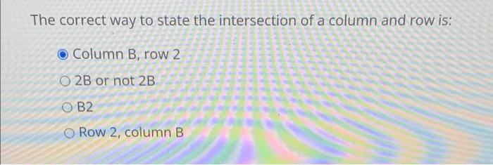 Solved The correct way to state the intersection of a column