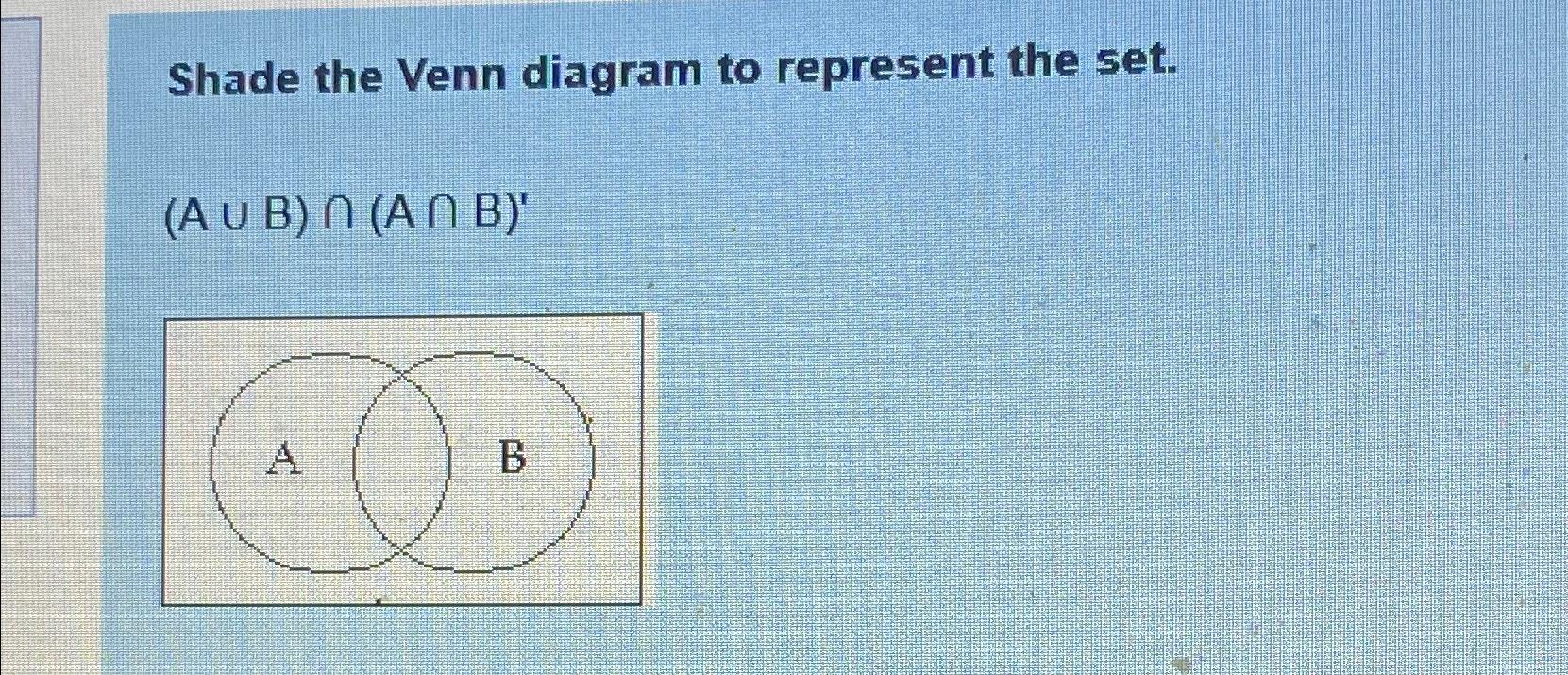 Solved Shade The Venn Diagram To Represent The | Chegg.com