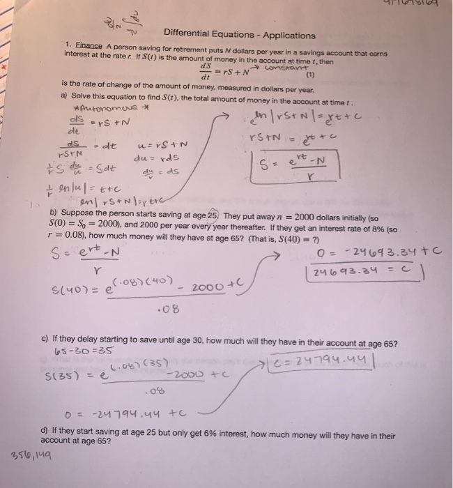 Solved 411864 de Differential Equations - Applications 1. | Chegg.com