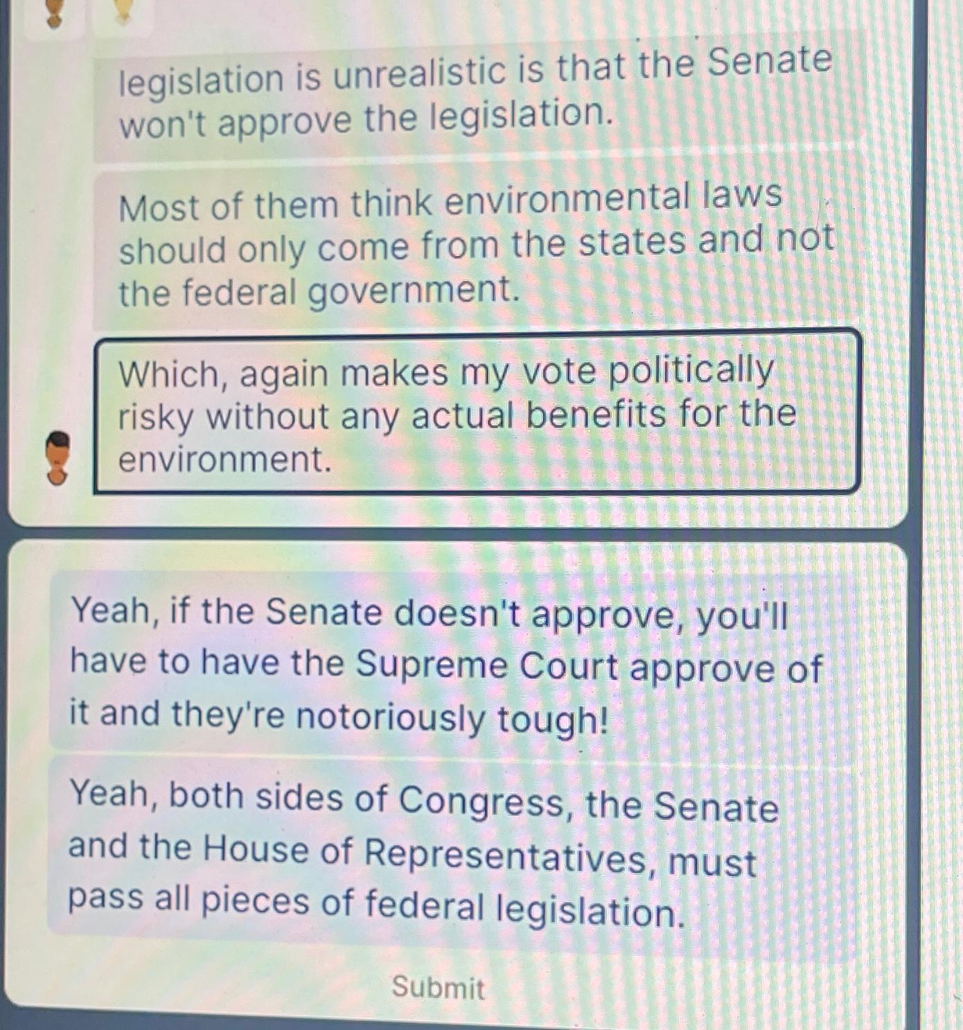 Solved Legislation Is Unrealistic Is That The Senate Won T Chegg Com