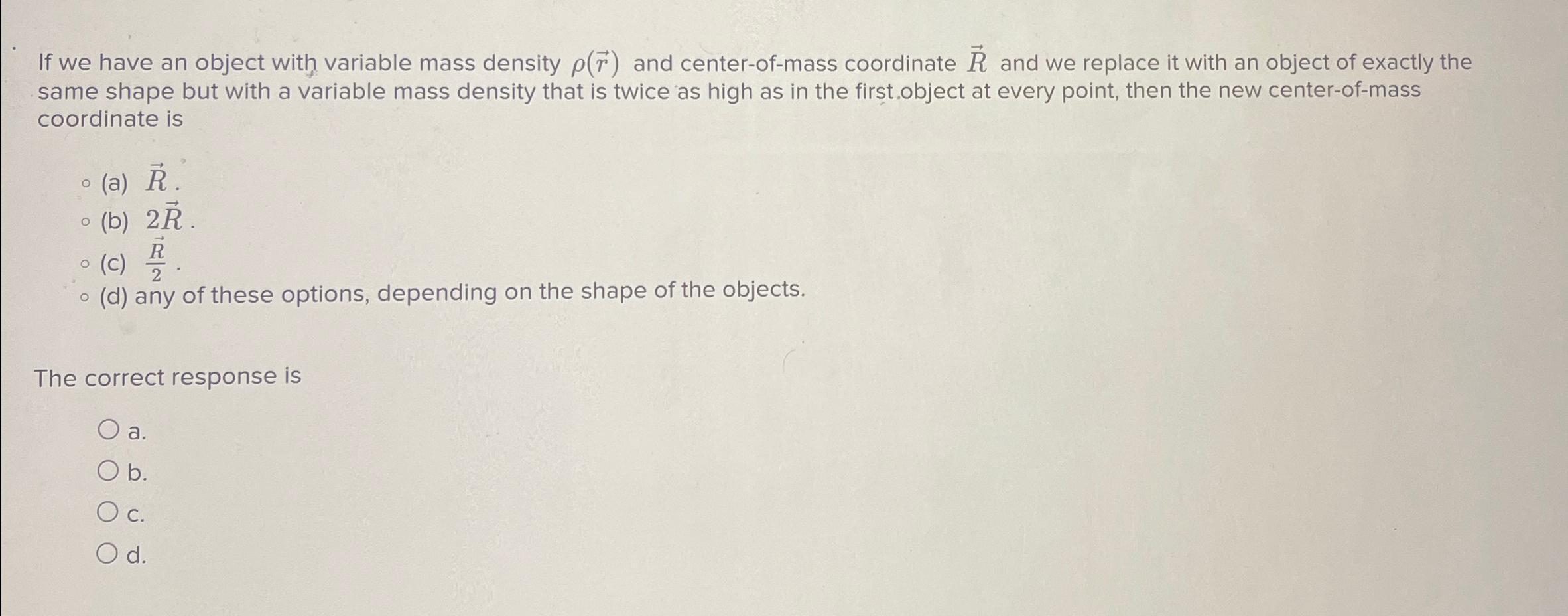 Solved If we have an object with variable mass density | Chegg.com