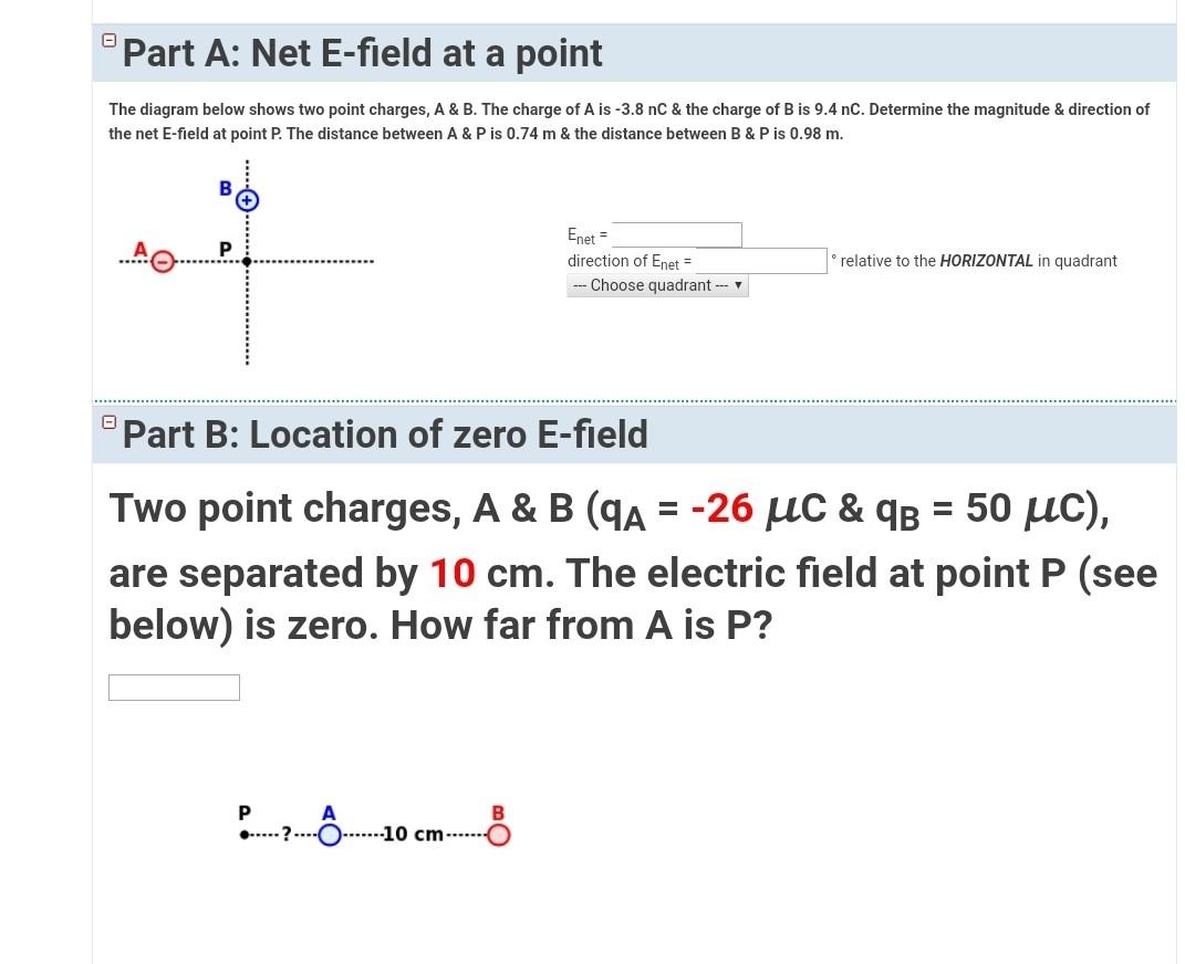 Solved Part A: Net E-field at a point The diagram below | Chegg.com
