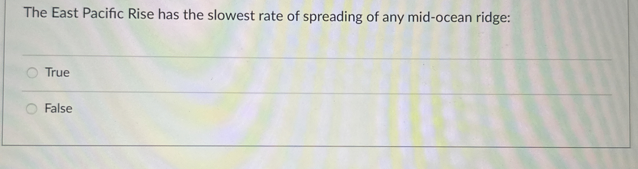 Solved The East Pacific Rise has the slowest rate of | Chegg.com