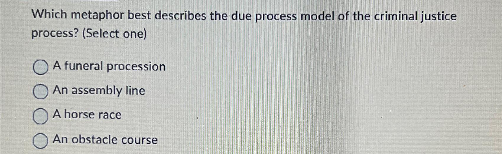 Solved Which metaphor best describes the due process model | Chegg.com