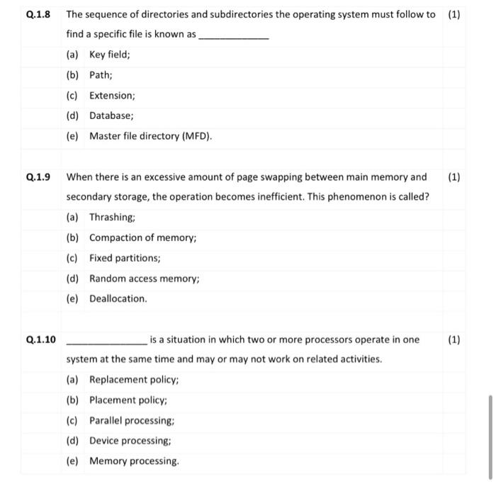 Solved Multiple-choice questions: Select one (1) correct | Chegg.com