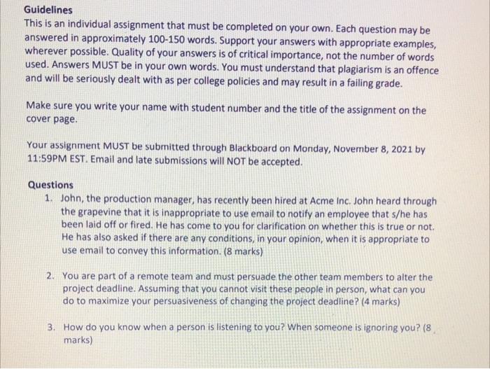 Solved Guidelines This is an individual assignment that must | Chegg.com