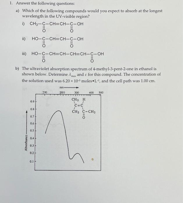 Solved 1. Answer the following questions: a) Which of the | Chegg.com