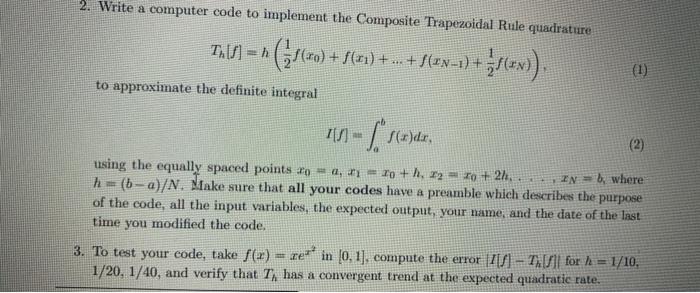 Solved 2. Write a computer code to implement the Composite | Chegg.com