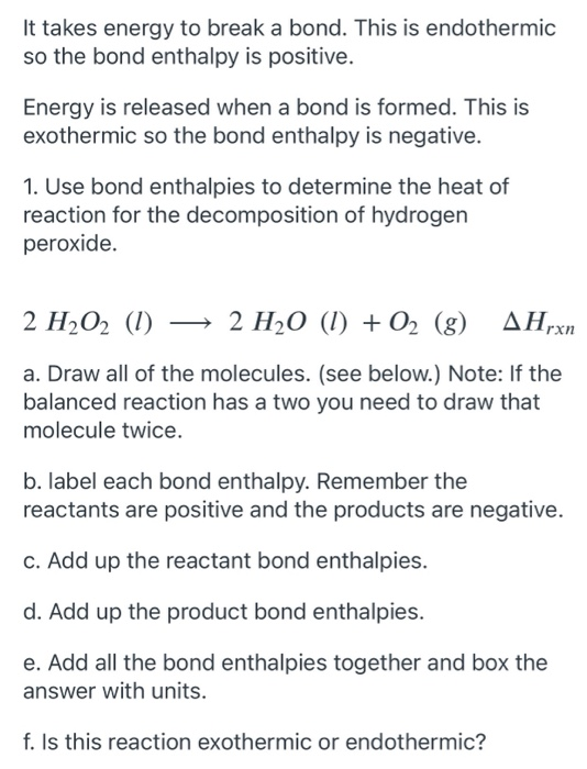 Solved Using Bond Enthalpy To Determine Change In Enthalpy | Chegg.com