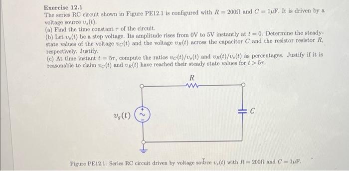 Solved Exercise 12.1 The Series RC Circuit Shown In Figure | Chegg.com