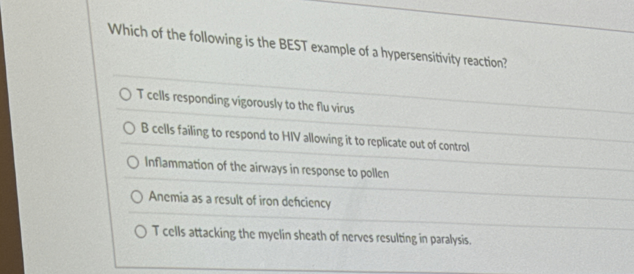 Solved Which of the following is the BEST example of a