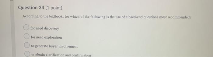 Solved Question 34 (1 point) According to the textbook, for | Chegg.com