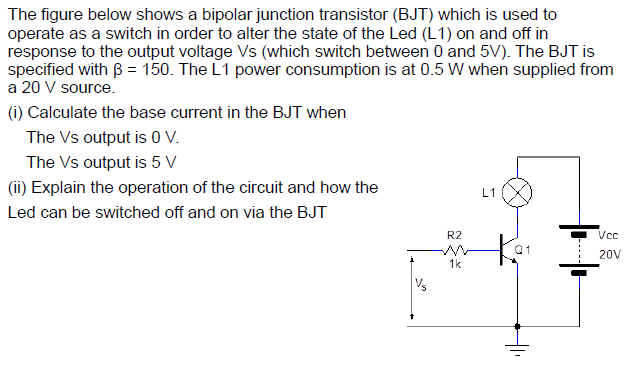 Solved The figure below shows a bipolar junction transistor | Chegg.com