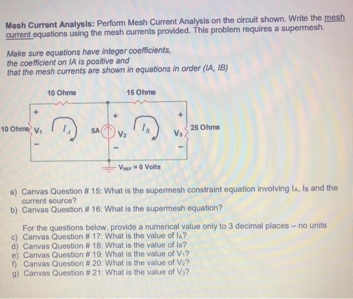 Solved Mesh Current Analysis: Perform Mesh Current Analysis | Chegg.com