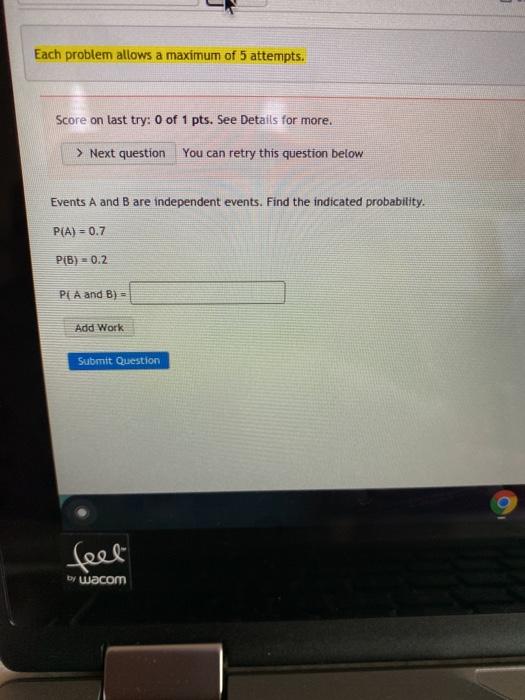 Solved Each problem allows a maximum of 5 attempts. Score on | Chegg.com