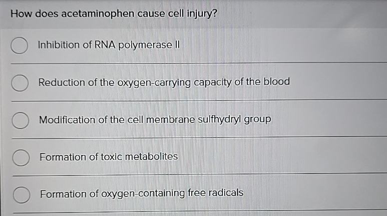 Solved How does acetaminophen cause cell injury?Inhibition | Chegg.com