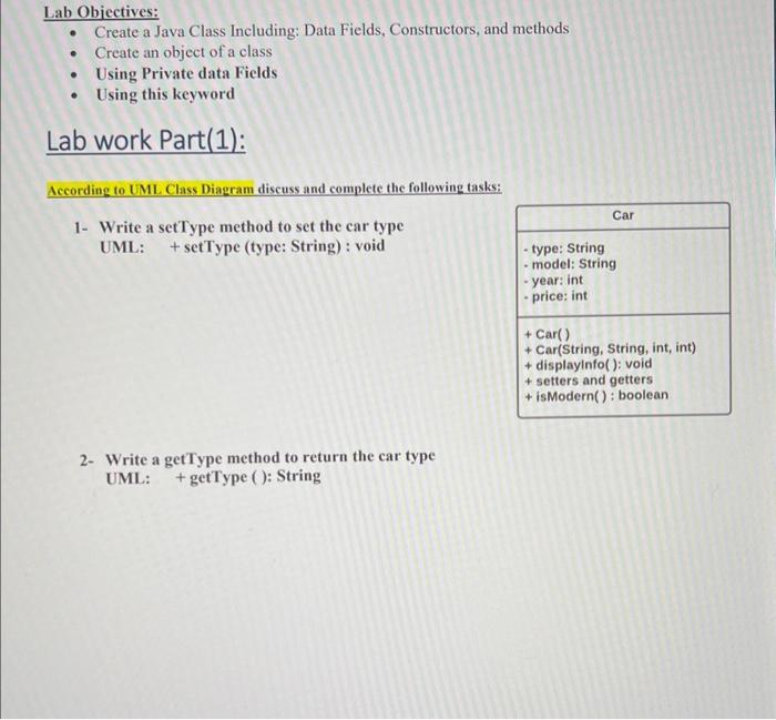 Solved Lab Objectives: - Create a Java Class Including: Data | Chegg.com
