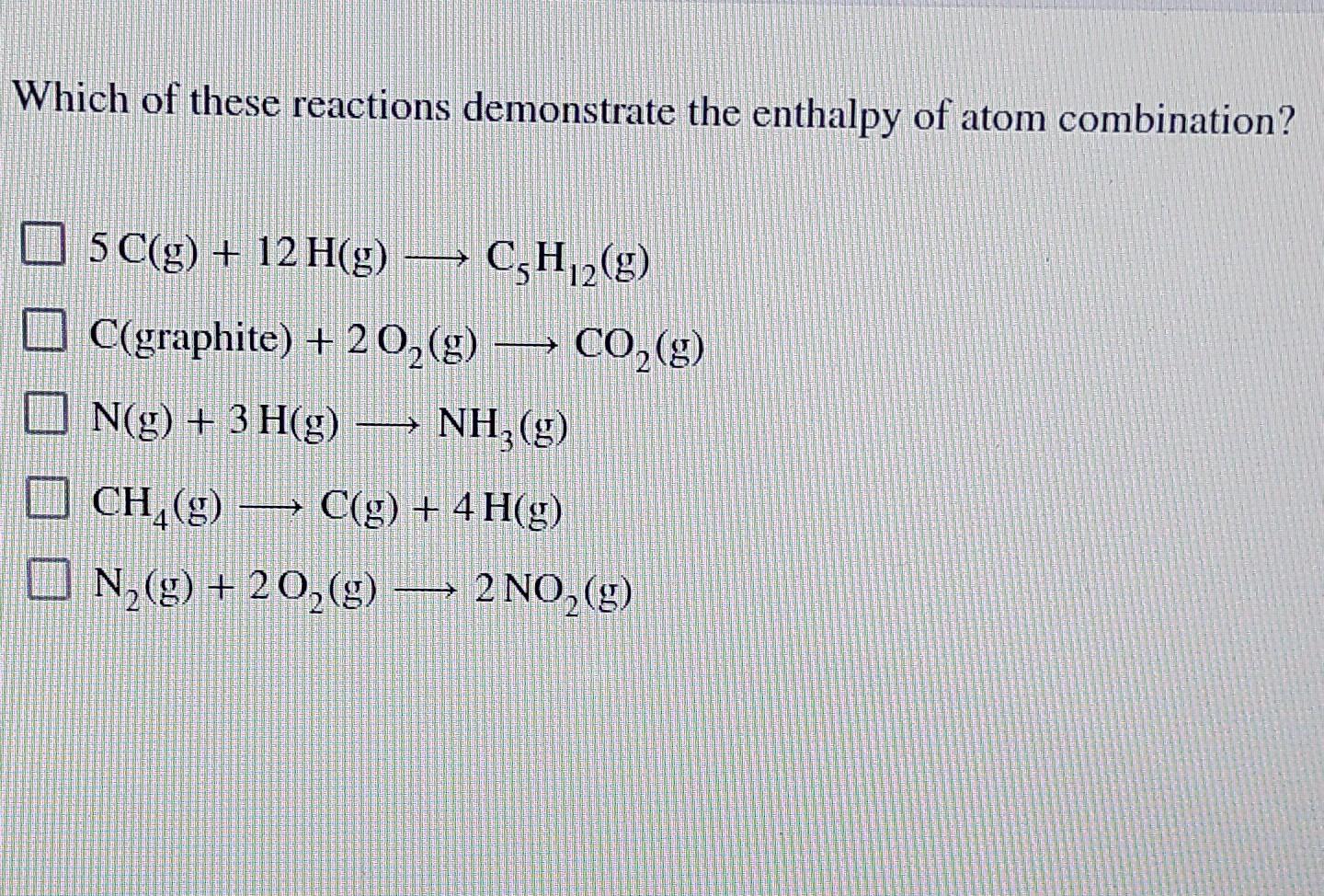 Solved Which of these reactions demonstrate the enthalpy of | Chegg.com