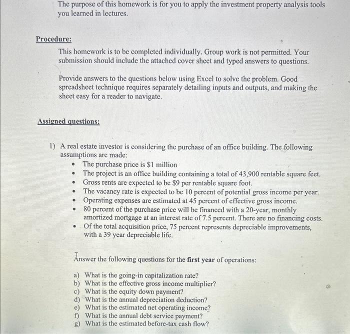 The purpose of this homework is for you to apply the | Chegg.com