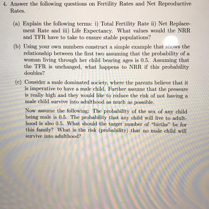 Solved 4. Answer the following questions on Fertility Rates | Chegg.com