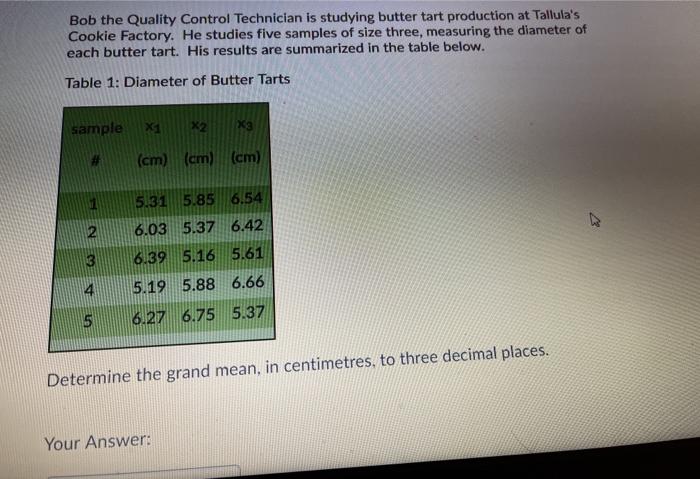 Solved Bob The Quality Control Technician Is Studying Butter | Chegg.com