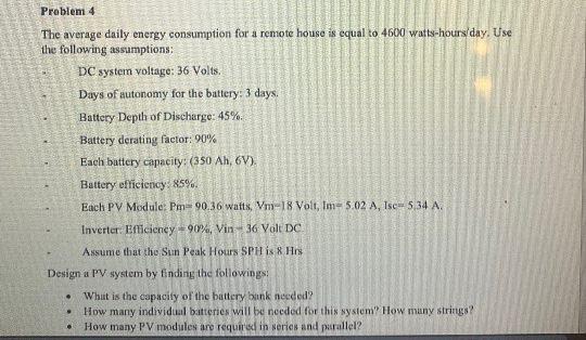 Solved Problemi 4 The average daily energy consumption for a | Chegg.com