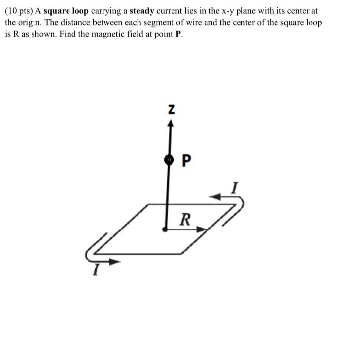 Solved (10 pts) A square loop carrying a steady current lies | Chegg.com