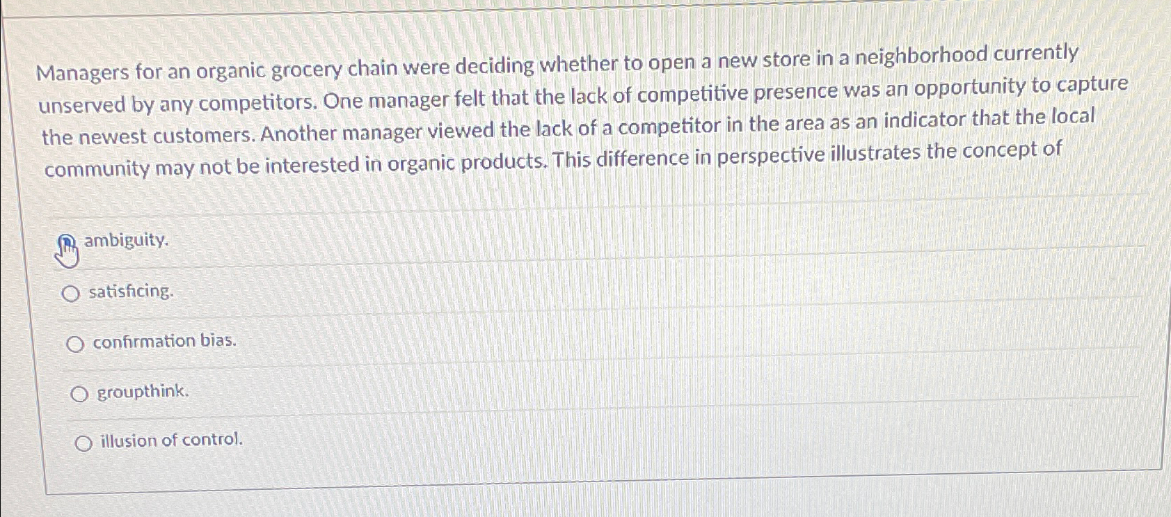 Solved Managers for an organic grocery chain were deciding | Chegg.com