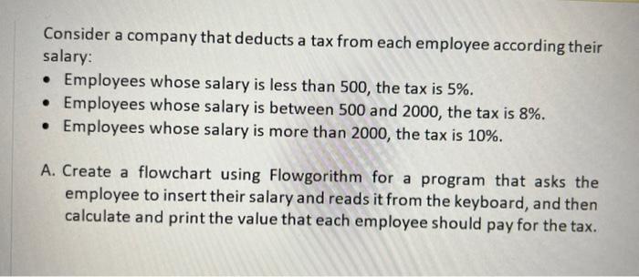 Solved Consider A Company That Deducts A Tax From Each | Chegg.com