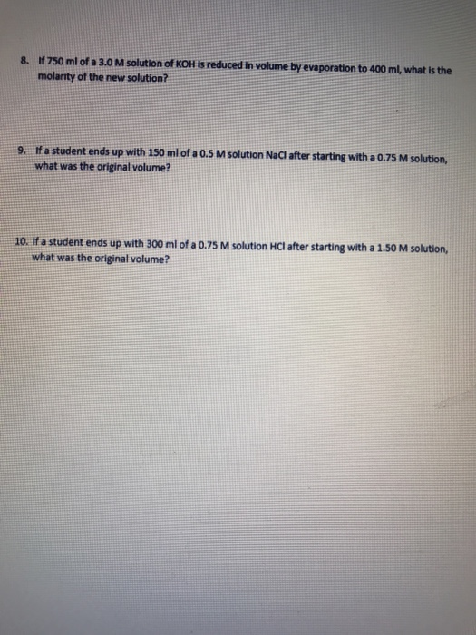 Solved Dilution worksheet Use the formula MV, M,V, to solve | Chegg.com