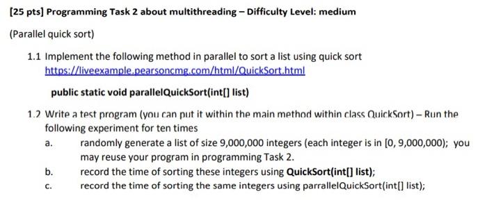 (25 pts] Programming Task 2 about multithreading - | Chegg.com