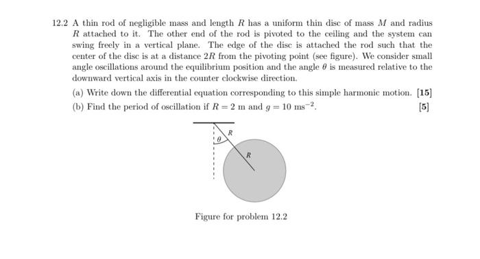 Solved 12.2 A thin rod of negligible mass and length R has a | Chegg.com