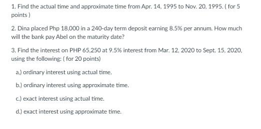 Solved 1. Find the actual time and approximate time from | Chegg.com