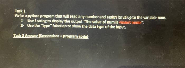 Solved Task 1 Write a python program that will read any | Chegg.com