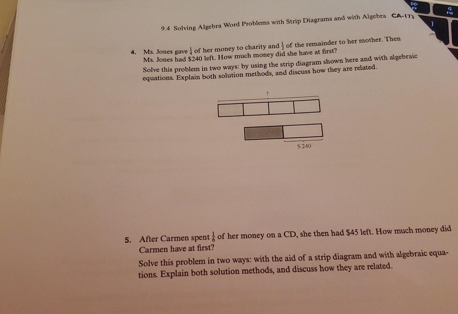 Solved FO F10 9.4 Solving Algebra Word Problems with Strip | Chegg.com