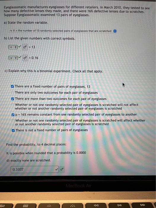Solved Eyeglassomatic manufactures eyeglasses for different